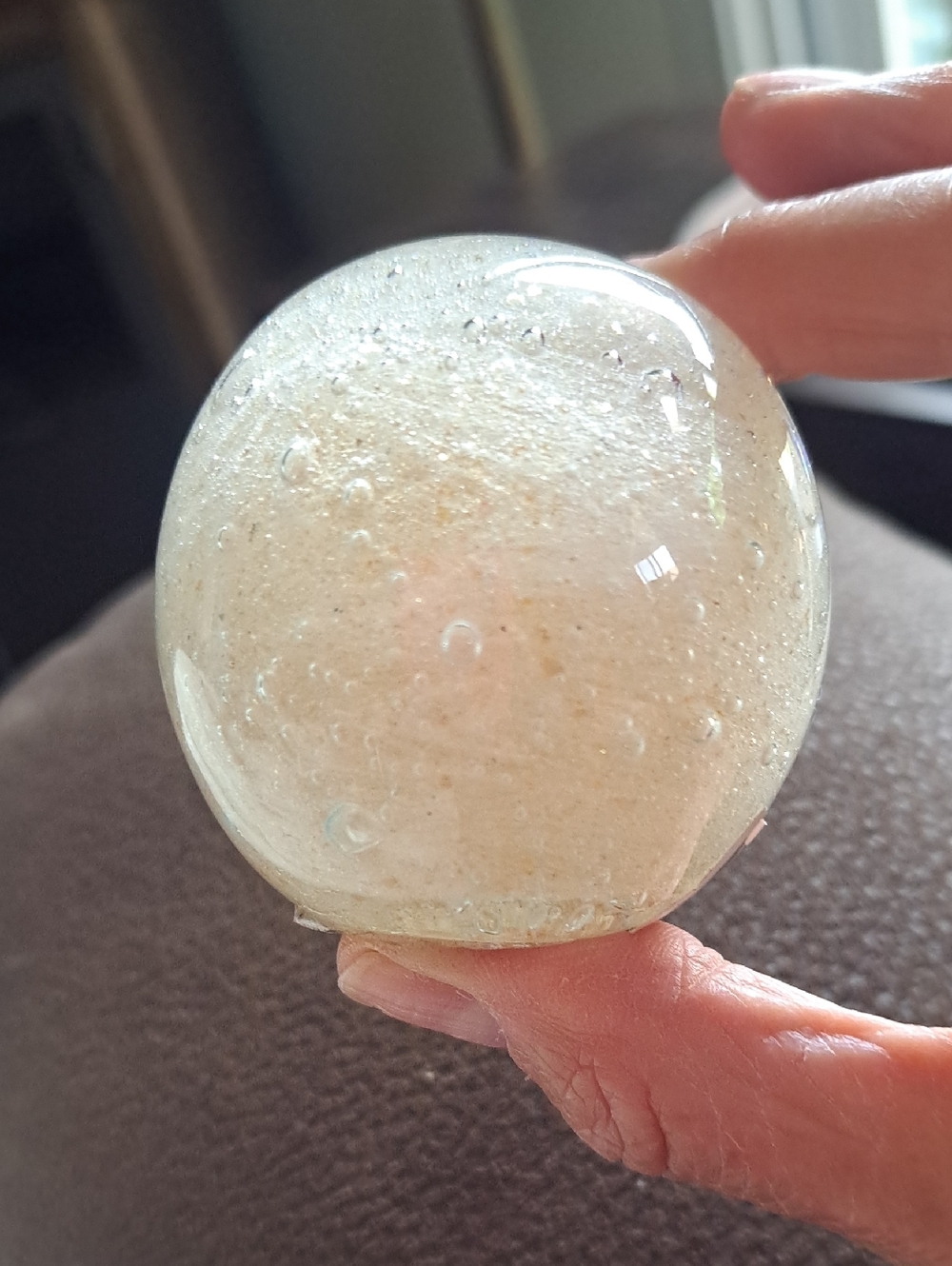 Dynasty Gallery Glass Paperweight "Spa Bubbles" With Gold Flakes